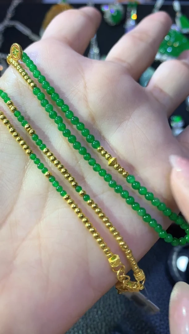 项链足金镶嵌翡翠A20