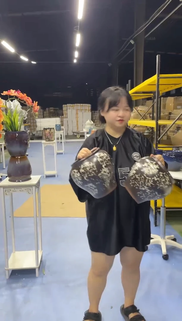 宜兴紫砂粗陶花盆16*21
