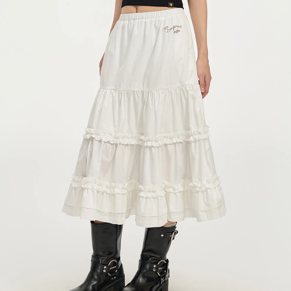 Dangerouspeople薛之谦dsp立体刺绣百搭蛋糕裙时尚休闲宽松长裙