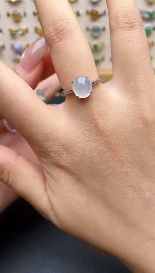 银S925镶嵌戒指翡翠一物一证一礼盒