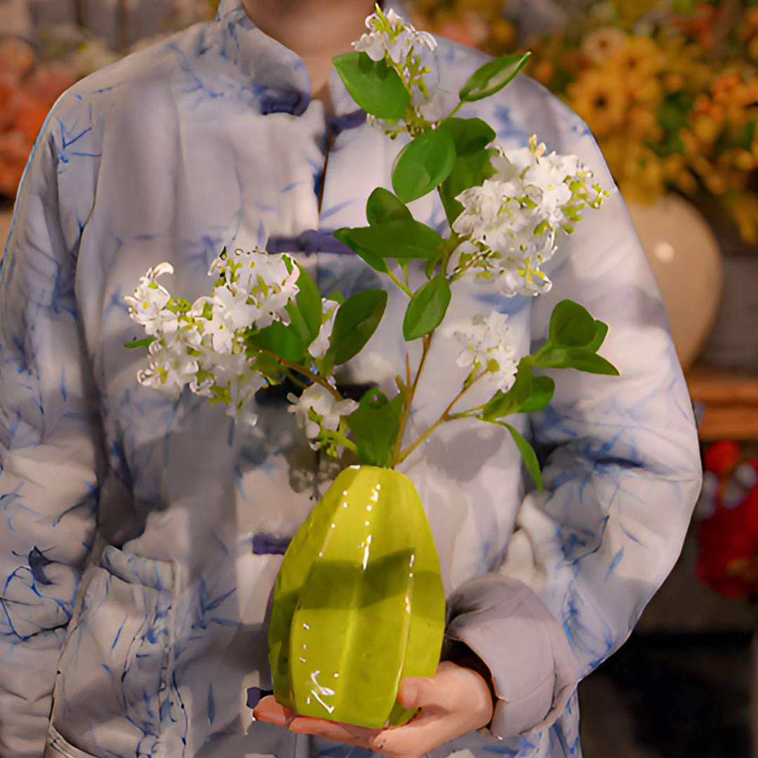 千里香 仿真花 白色 茶几套餐 假花 杨桃瓶 餐桌花