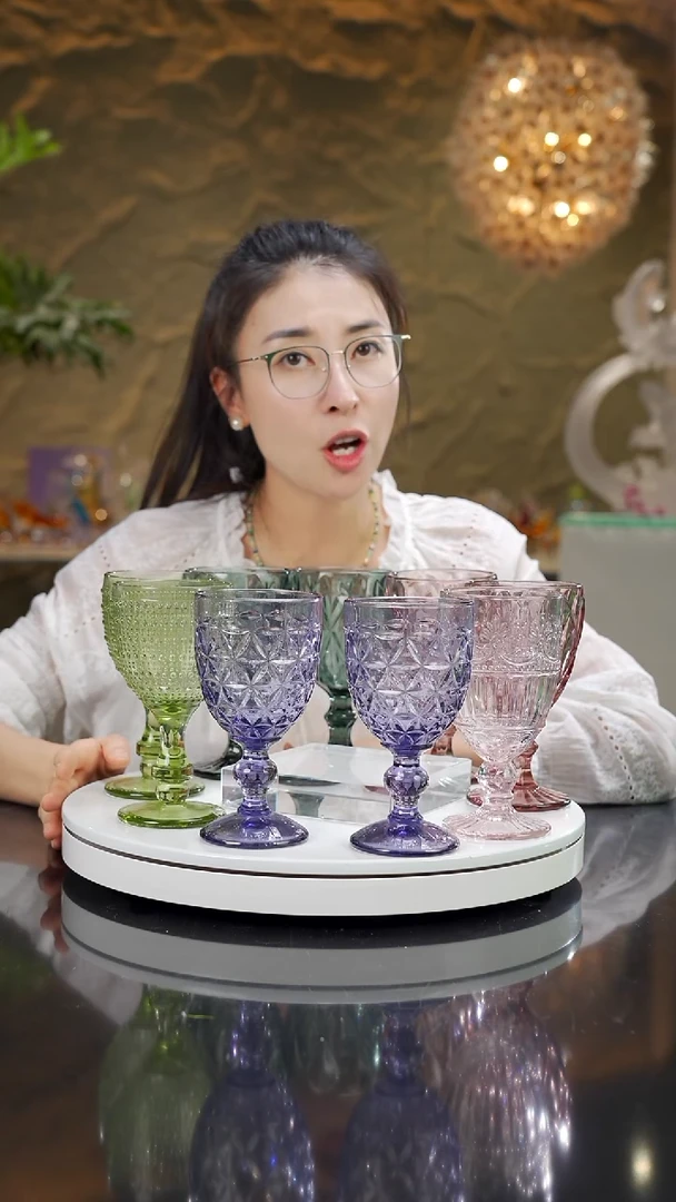 琉璃福利紫罗兰大高脚杯一套6只