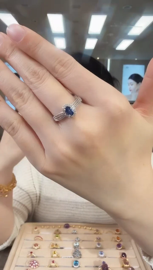 戒指蓝宝石银S925镶嵌09