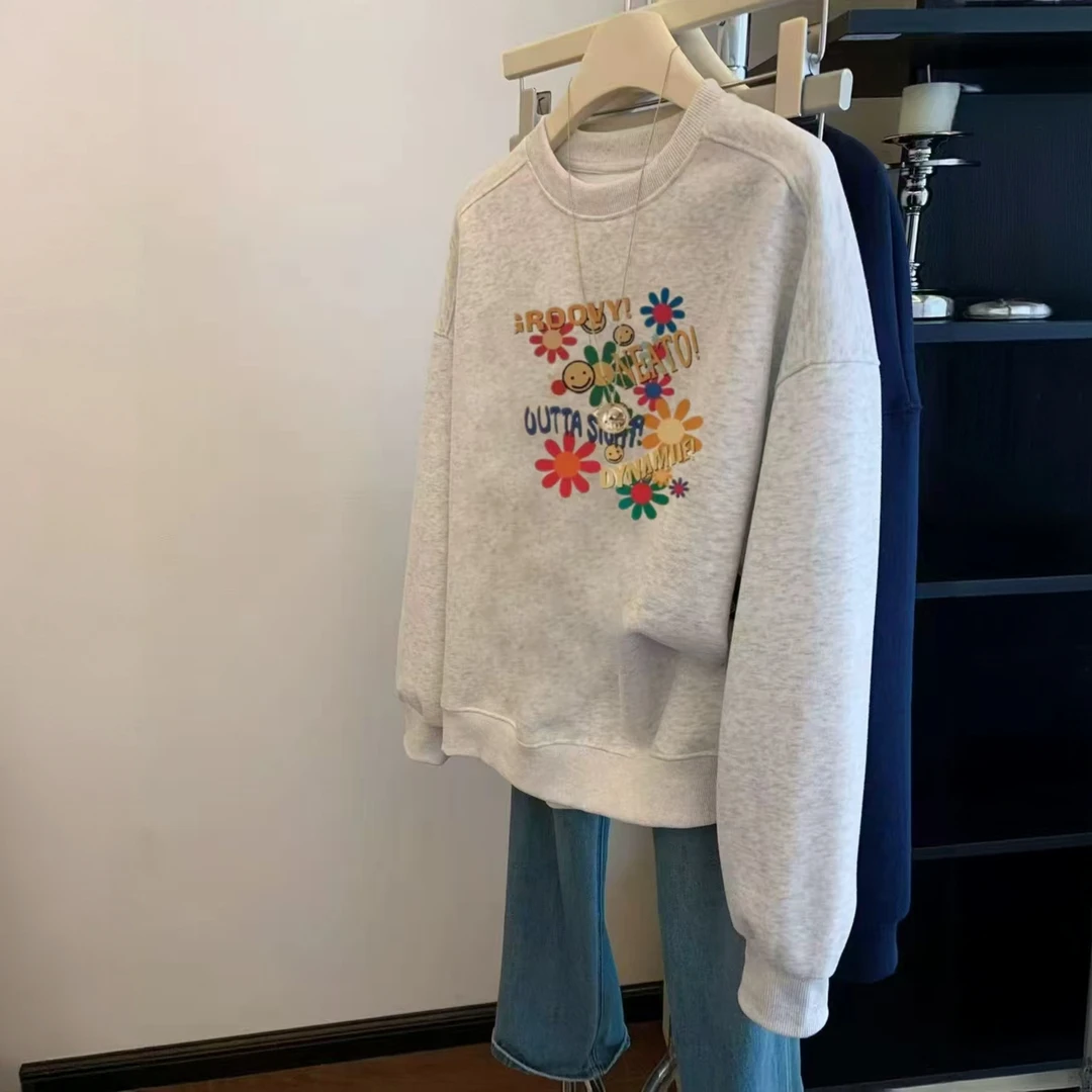 卡通印花长袖圆领卫衣2025秋季男女同款宽松显瘦百搭上衣春秋