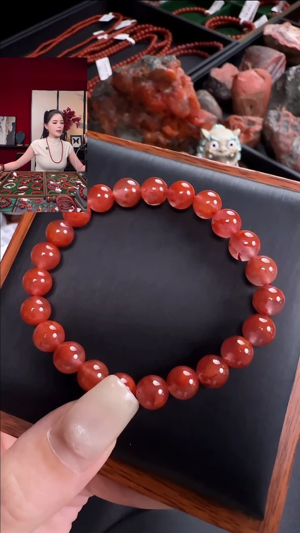 手串未镶嵌南红玛瑙?***?原矿玫红火焰手串8mm多样性