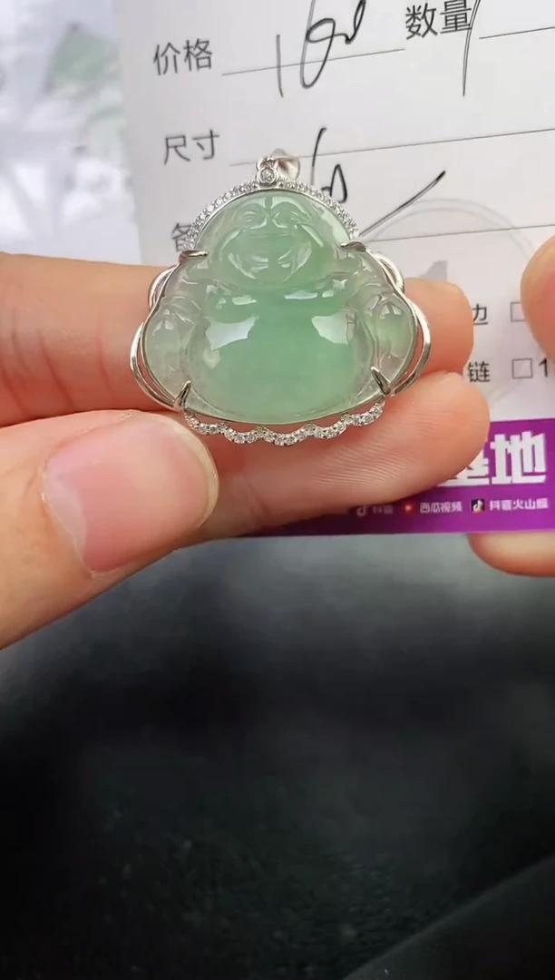 颈饰银S925镶嵌翡翠墨*挂件