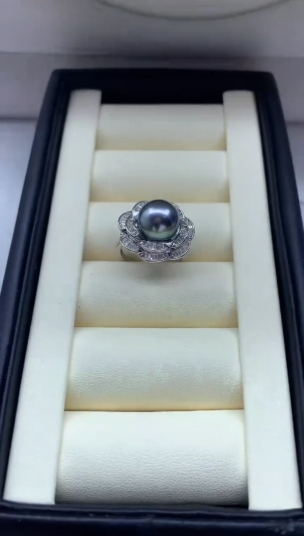 海水珍珠戒圈银S925镶嵌戒指