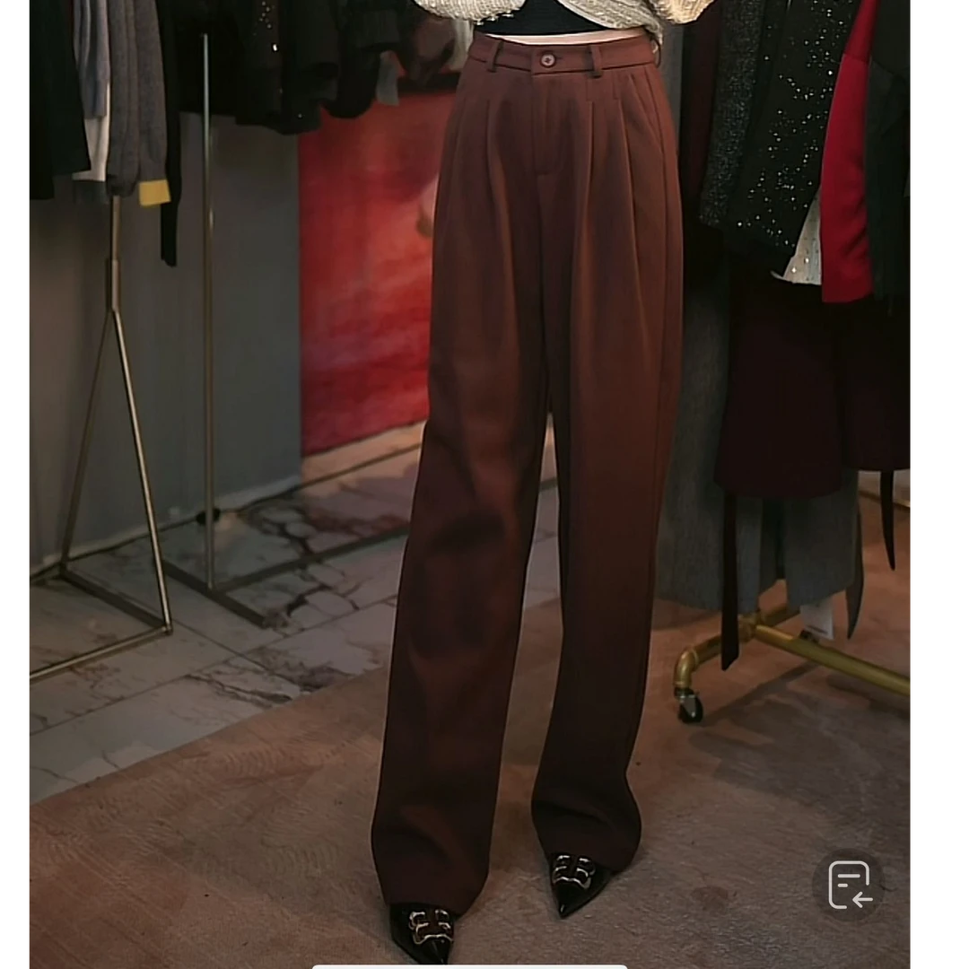 【MINERFUSHI】时尚阔腿裤直筒宽松高腰秋冬纯色厚款长裤81970