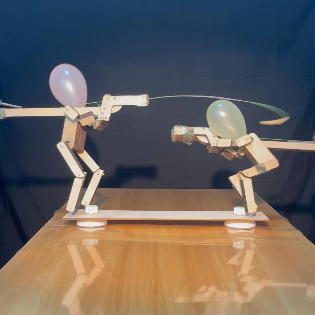 圣诞节爆头气球套装竹节人双人对战木头人枪战竹节人双人互动玩具