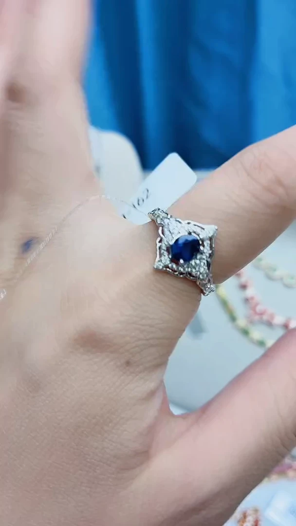 戒指蓝宝石银S925镶嵌525ZB1113产品一个（多样性）