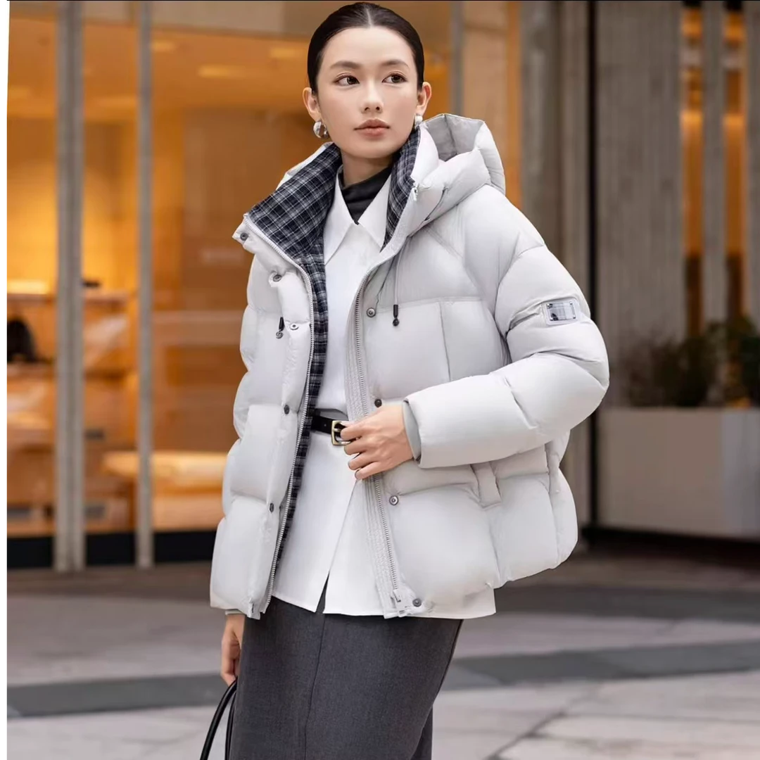 【尚尚专属】保暖短款女式连帽加厚休闲时尚长款鸭绒服JC250626