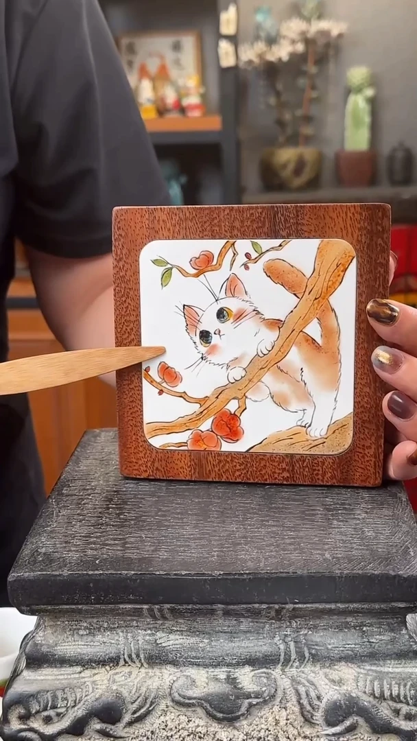 陶瓷釉上彩瓷片南美胡桃木壶承隔热垫