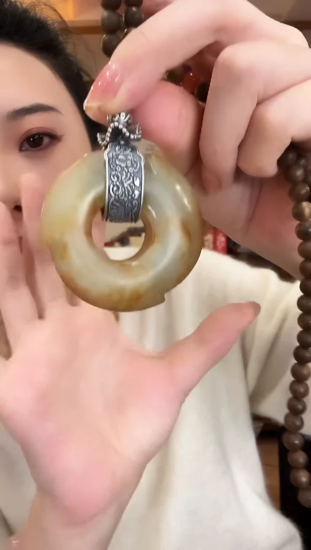 颈饰银S925镶嵌和田玉国风