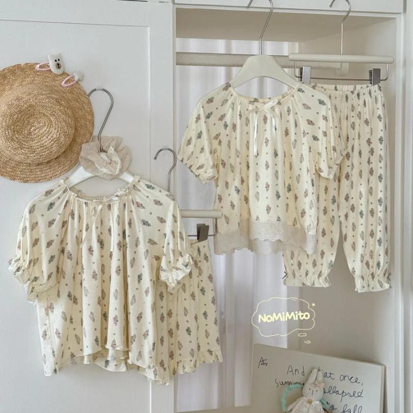 夏季新品莫代尔韩版公主风儿童家居服女童套装NM022