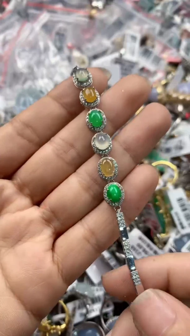 银S925镶嵌戒指翡翠666---7