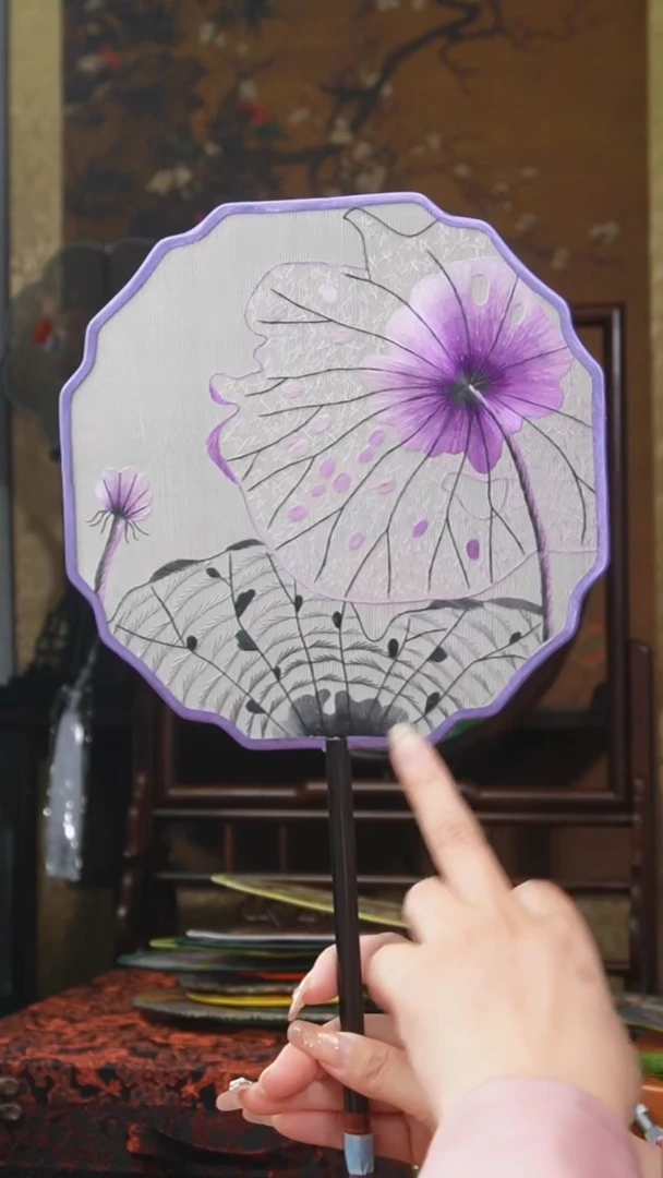 刺绣团扇 绣花双面非遗