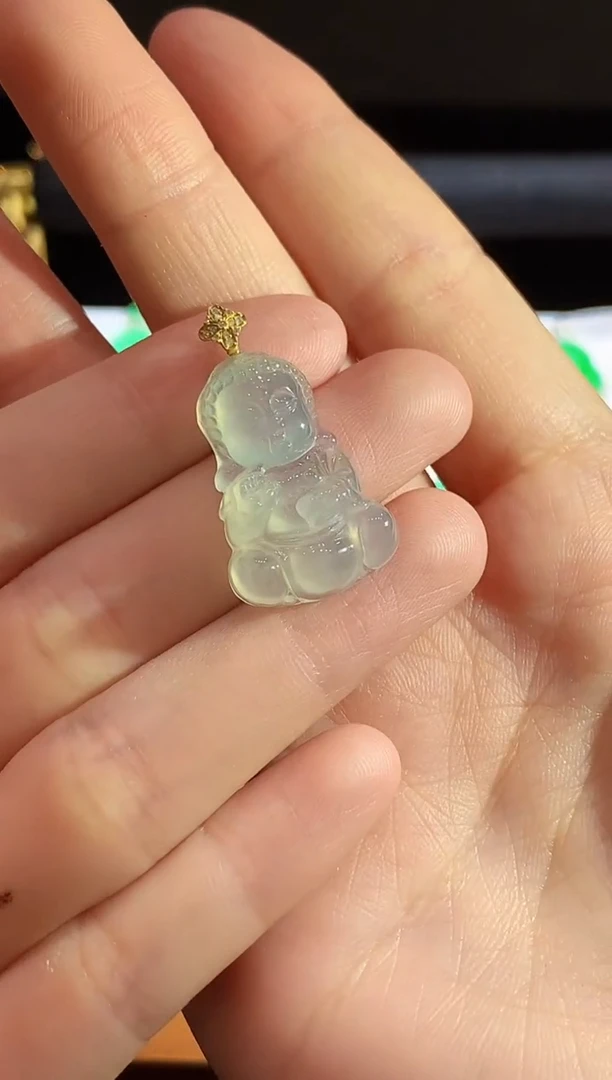 翡翠18K金镶嵌吊坠(不含链)YJ多样性发其一