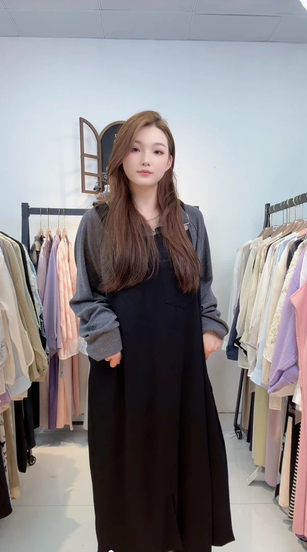 【S101-S170】2025秋季新款胖MM时尚套装韩系背带连衣裙大码女装