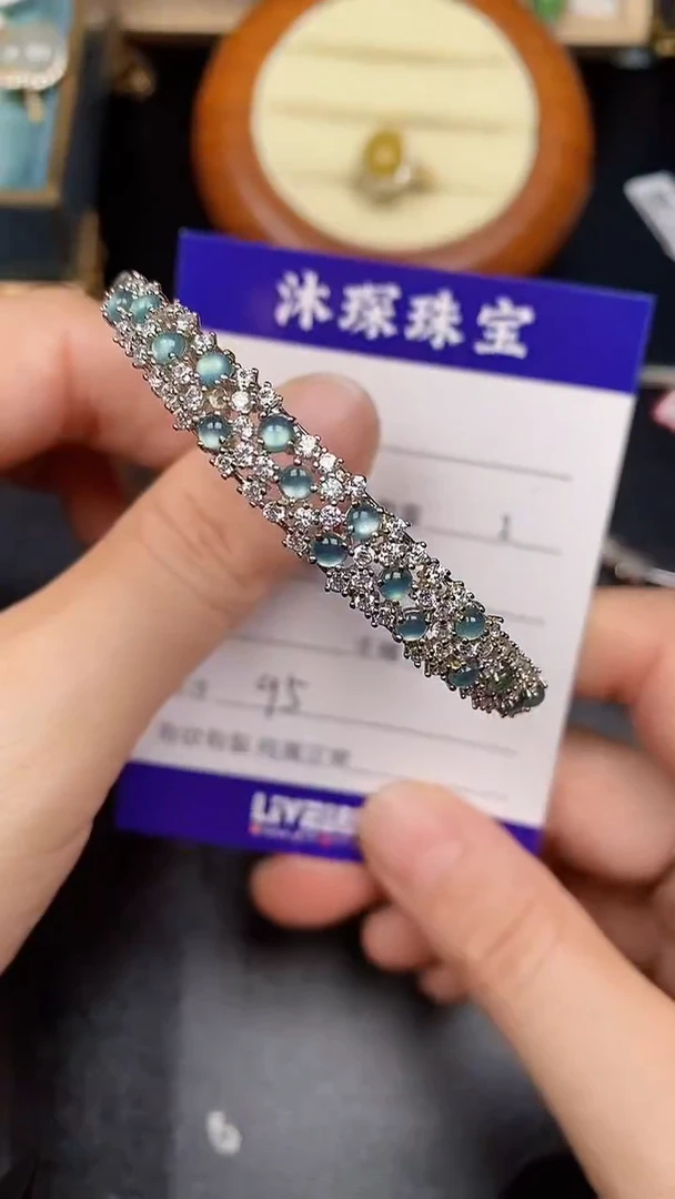 银S925镶嵌戒指翡翠9500