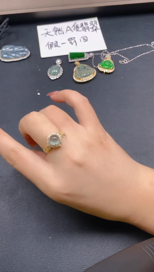 翡翠戒指银S925镶嵌1212