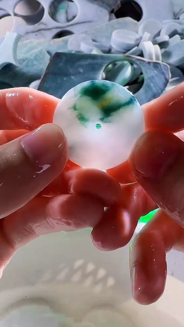 翡翠裸石 缅甸翡翠A货文1440