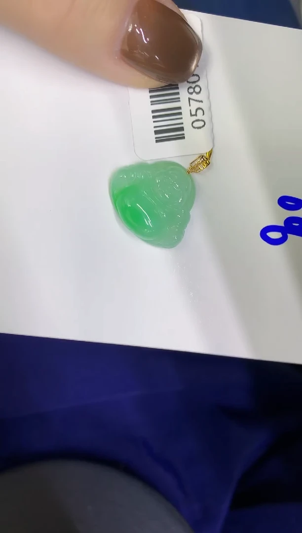 颈饰18K金镶嵌翡翠缅甸天然翡翠A货