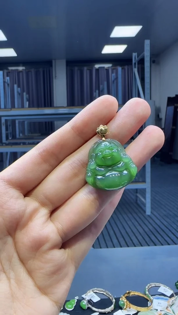 和田玉18K金镶嵌挂件3**C1