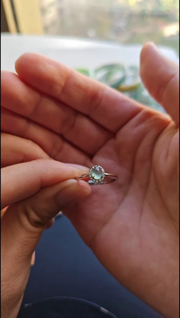 银S925镶嵌戒指翡翠翡翠戒指S925银镶嵌