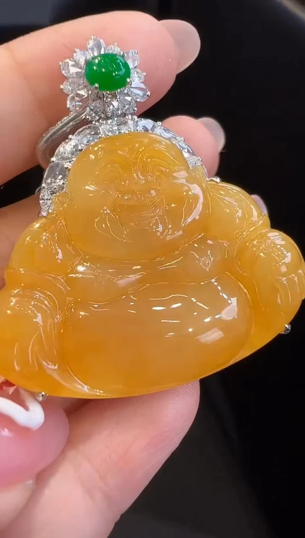 吊坠(不含链)18K金镶嵌翡翠吊坠