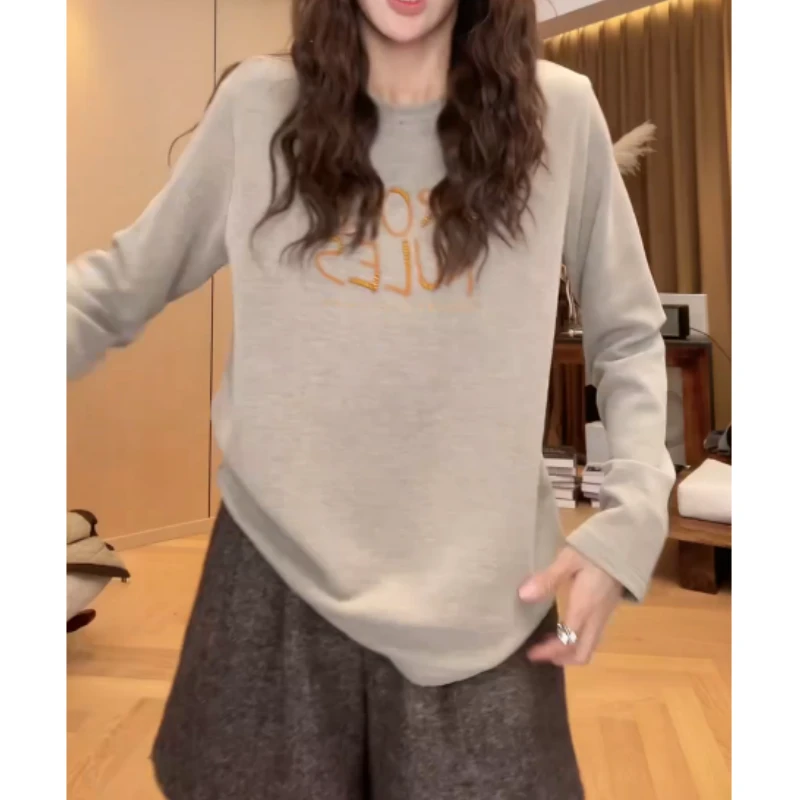 冬季新款烫钻刺绣T恤时尚气质百搭显瘦字母上衣LK2508538