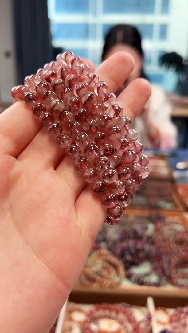 未镶嵌手串水晶金草莓超七单圈手串6mm【多样性发一】