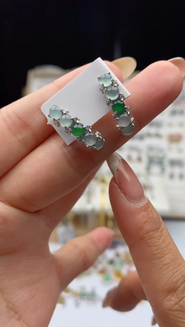 银S925镶嵌戒指翡翠天然A货翡翠