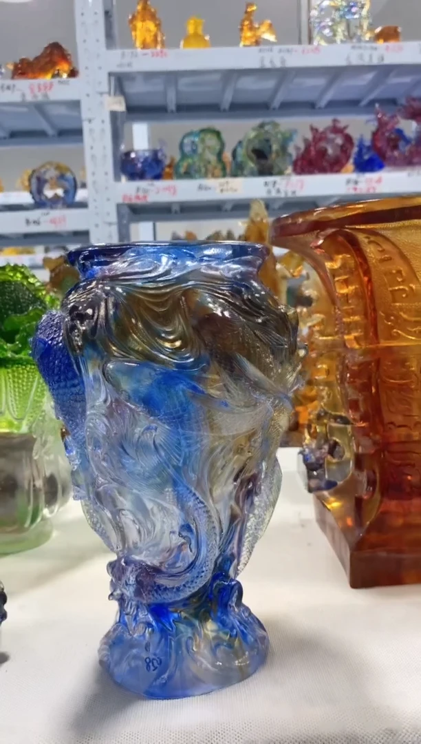 手工艺品琉璃全品大花瓶 手工艺品琉璃