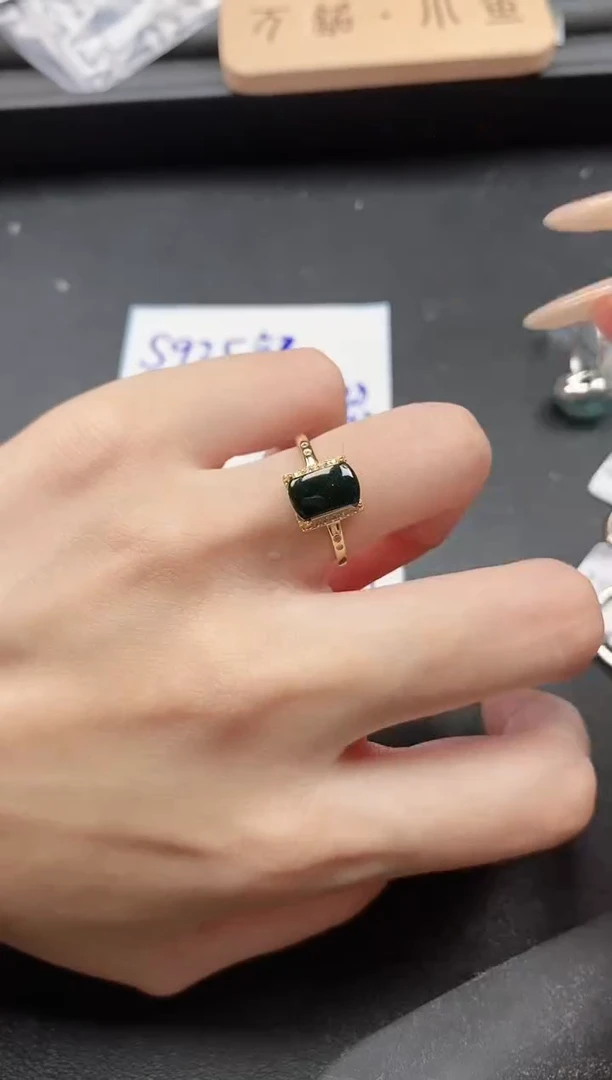 翡翠戒指银S925镶嵌51151