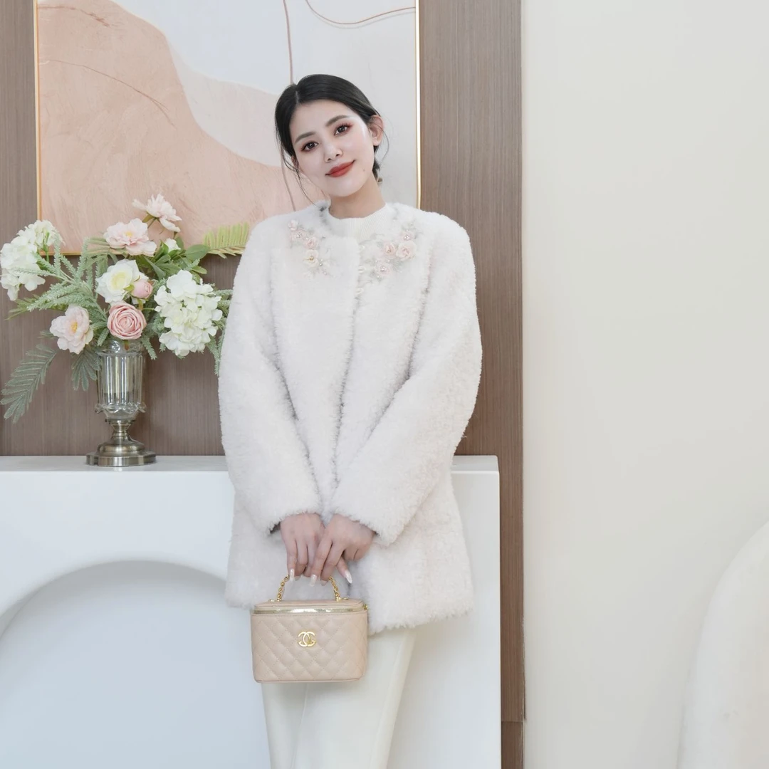 Pink Mary/粉红玛琍毛呢外套千金风休闲时尚气质翻领PMDOW7302