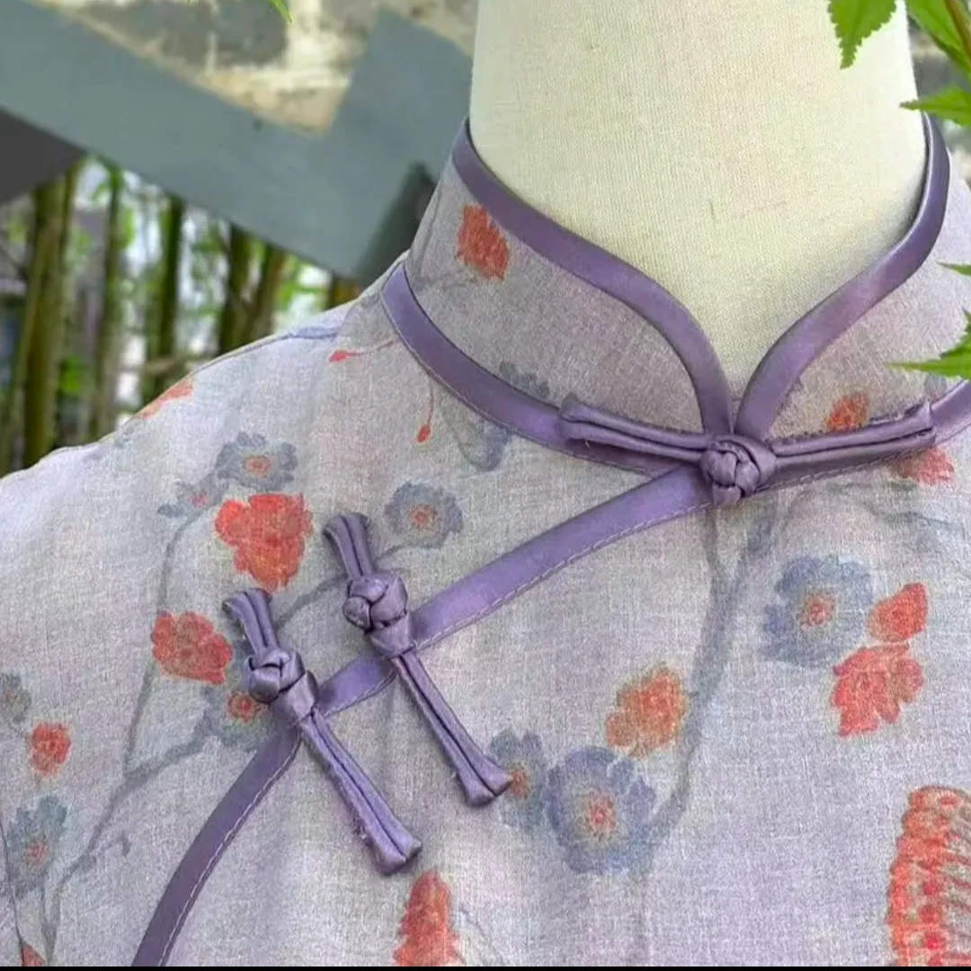 【 紫蝶纷飞】2025夏季新款优雅大方日常百搭修身女旗袍