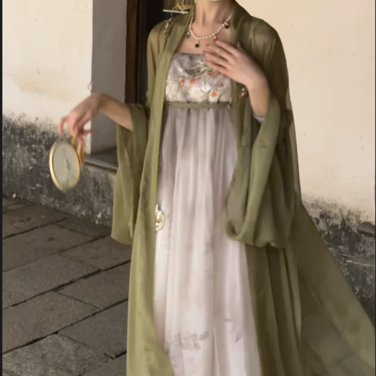 花仙记 阳阳【春风渡】原创汉元素齐胸吊带裙外褙子