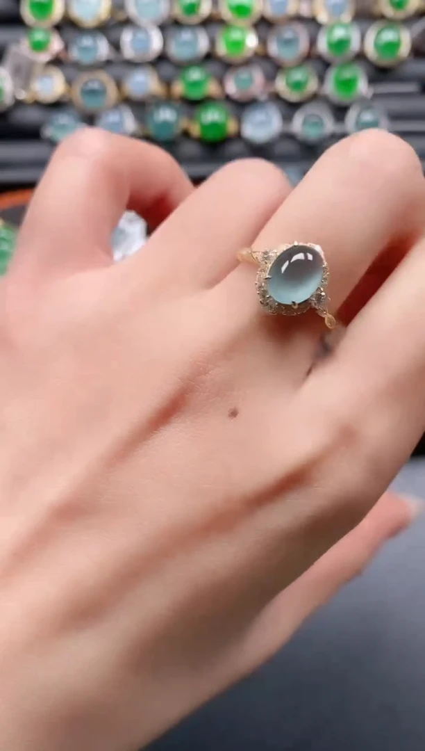 银S925镶嵌戒指翡翠1