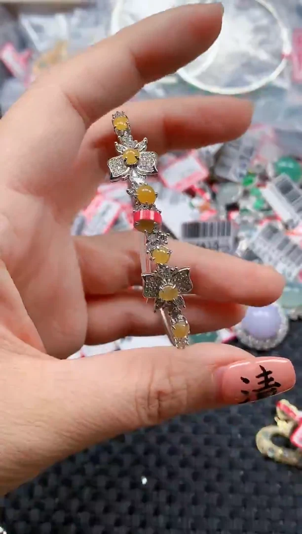 银S925镶嵌戒指翡翠天然A货缅甸翡翠