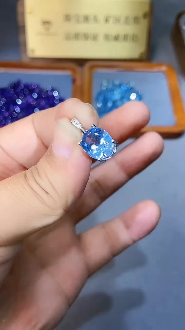 【闪购商品】海蓝宝石颈饰银S925镶嵌154