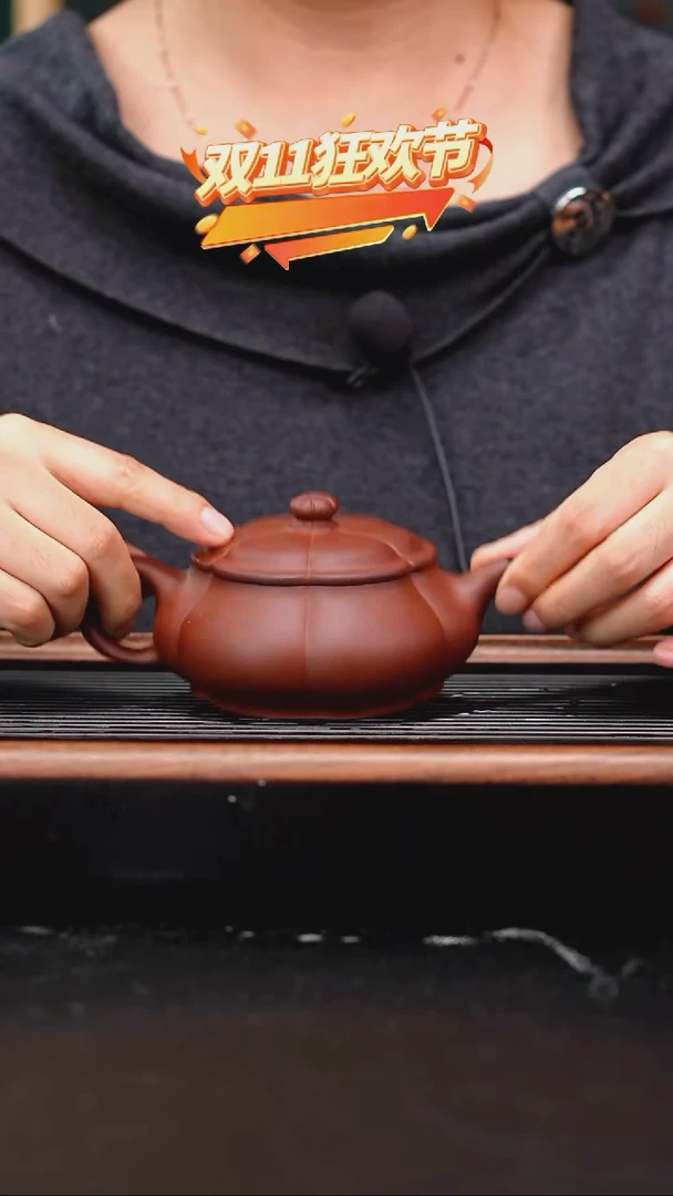 茶壶紫砂红皮龙筋纹明炉210