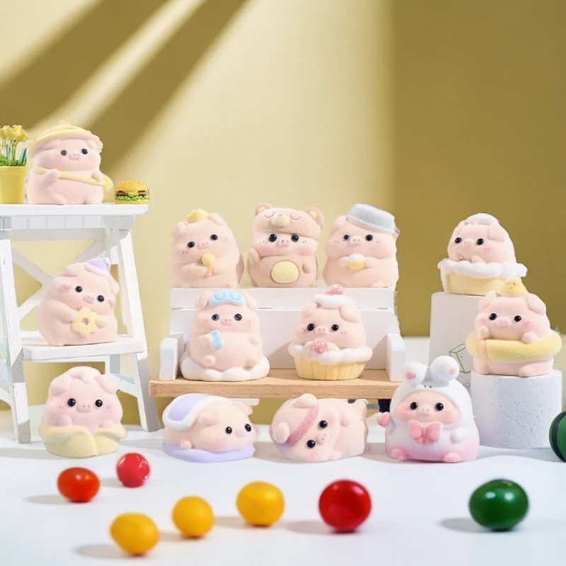 【拍一拆二】嘟嘟猪日常植绒—创意治愈系摆件