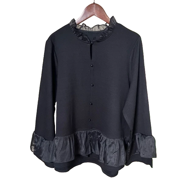 【佳佳】173~1黑色长袖轻奢时尚秋冬女内搭拼接打底衫爆款气质百搭