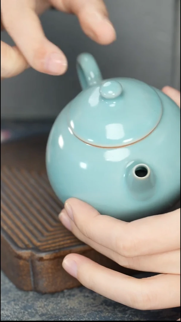 【天青】【汝窑乐天壶】【12西泠礼盒】