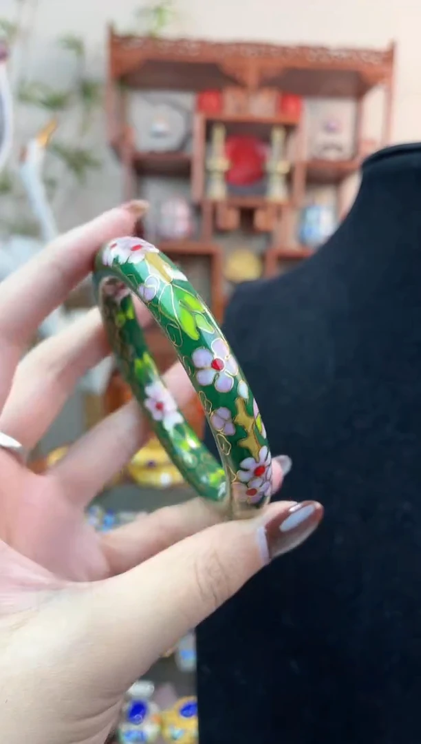 非遗手工景泰蓝镯子绿色