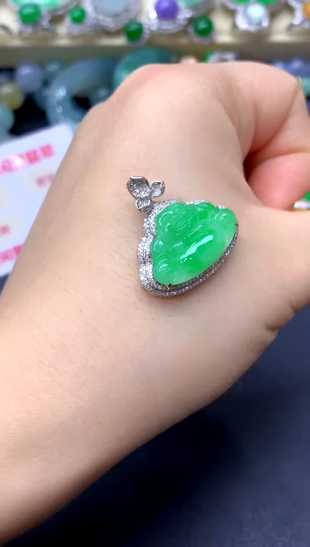 颈饰18K金镶嵌翡翠299-中国好珍宝