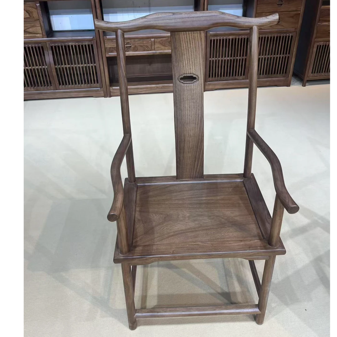 海棠主椅实木主人椅官帽椅黑胡桃颜色