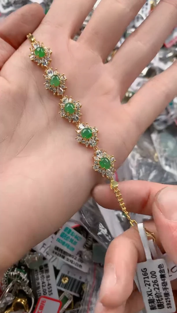 银S925镶嵌戒指翡翠444  8