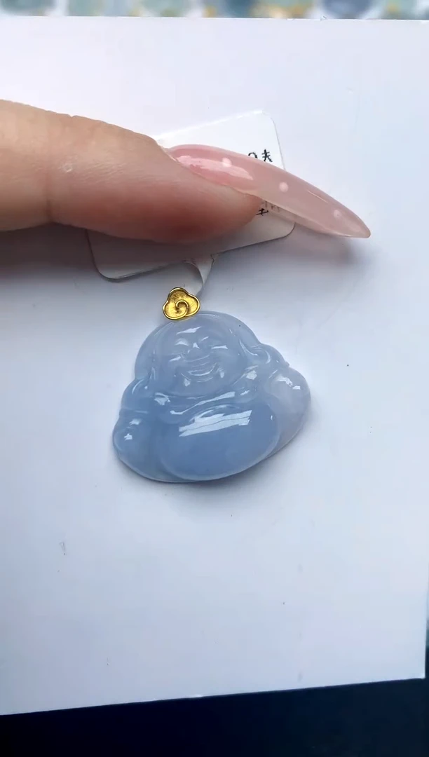 翡翠18K金镶嵌颈饰天然A货翡翠