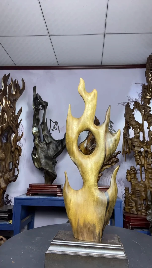 金丝楠木雕款浪*金丝楠木工艺品摆件